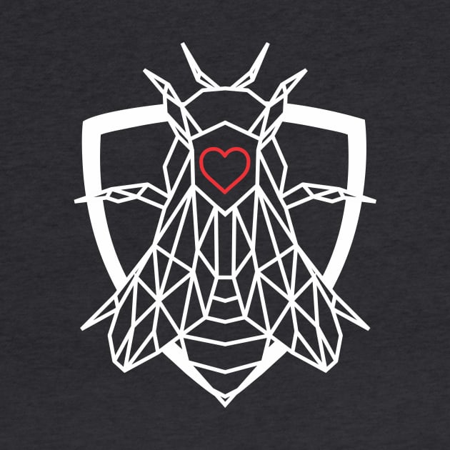 Geometric Open Heart Bee Protector Superhero by teall